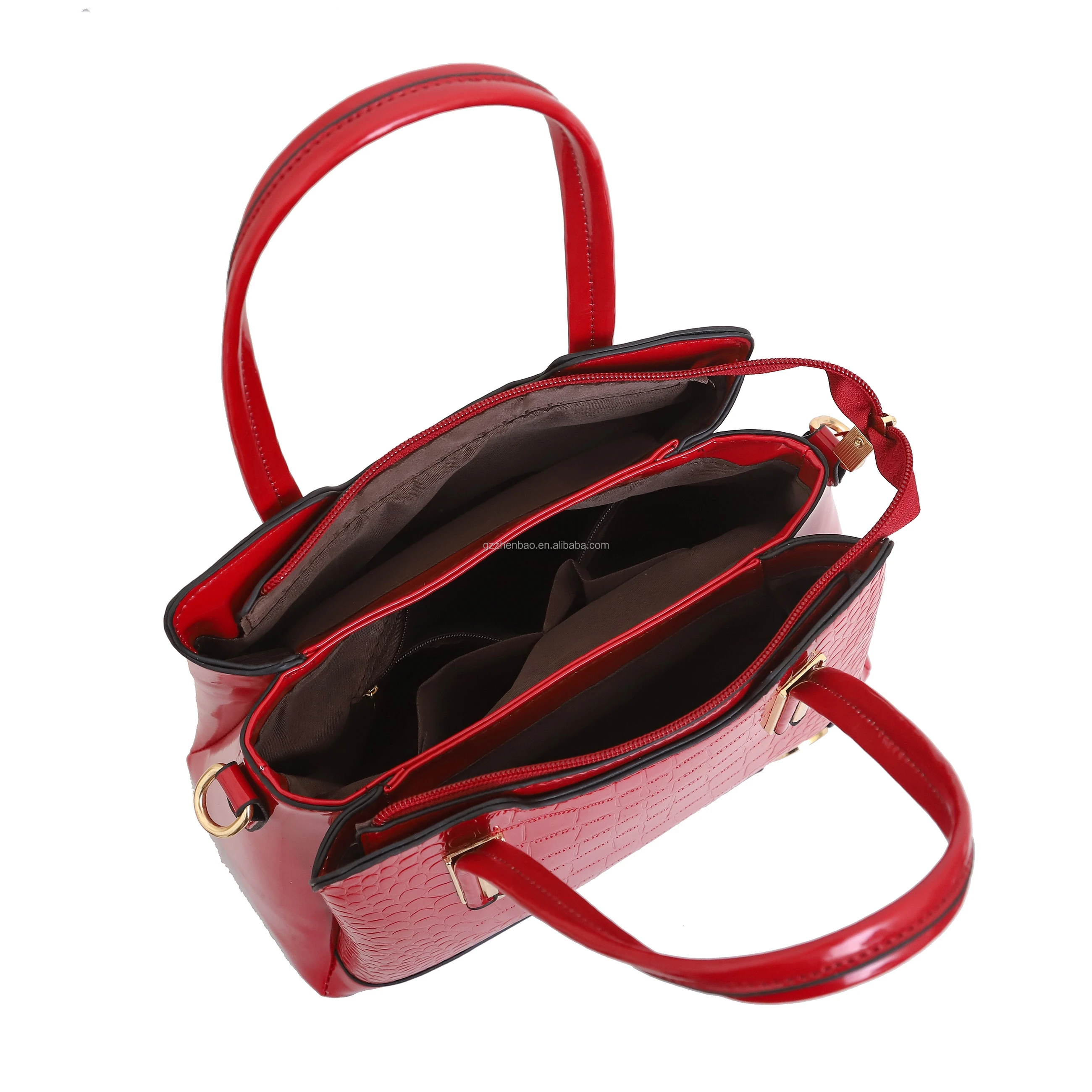 Hot sell Crocodile Pattern Patent Leather womens handbags