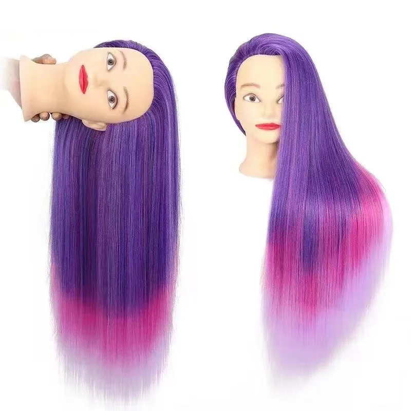 Training Head Manikin Cosmetology Doll Head Hairdressing Training Model Mannequin Head with Straight Synthetic Hair