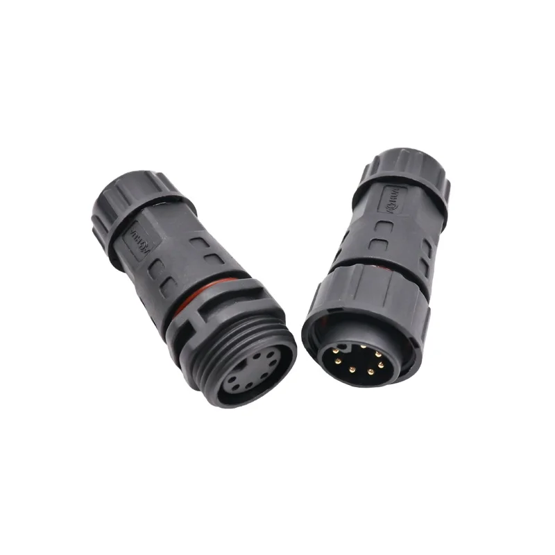 M20 Plastic 7 Ways Wire Joint  with Solder type terminal IP68 Assembly Male to Female Plug Socket Outdoor Led Connector