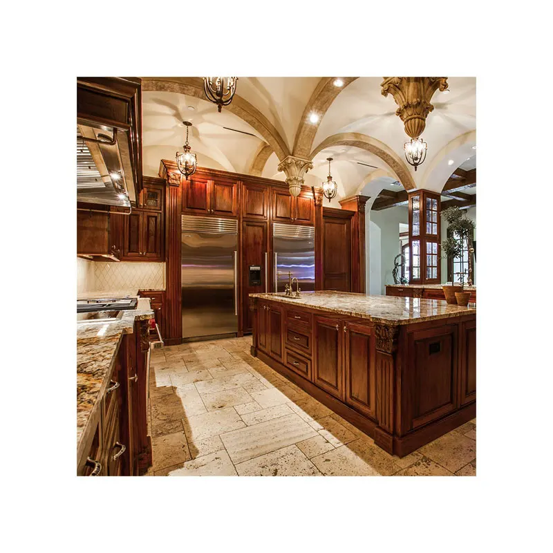 
Solid wood kitchen cabinet customized European style cherrywood floor cabinet wall cupboard factory direct supply 