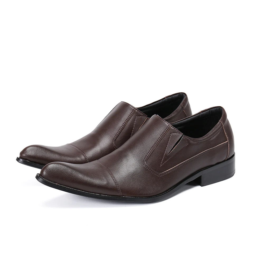 NA378 Men Dress Italian Genuine Leather Shoe Casual Pointed Toe Slip On Formal Wedding Business Shoe Black Coffee Oxford Shoes