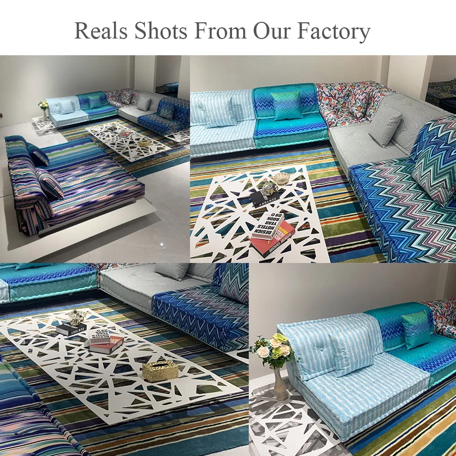 French style modular fabrics sectional floor sofa modern mahjong sofa floral fabric roche bobois mahjong sofa set