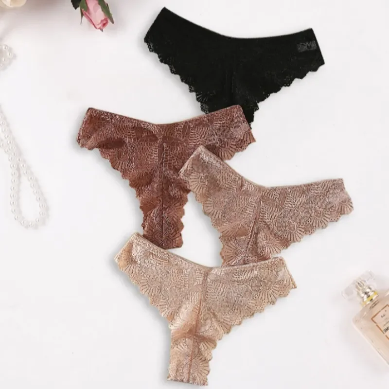 Lace Panties 1XL-4XL Sexy Briefs Women Underpants Low Waist Solid Color Intimate Seamless Underwear Breathable Thong Lingerie