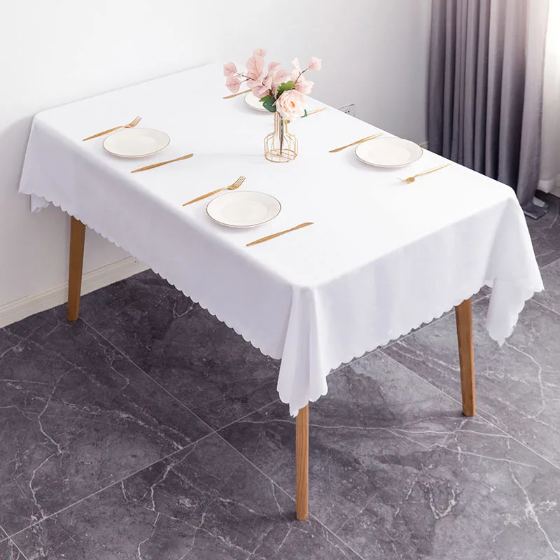 Wholesale Luxury 60x102Inch Round Polyester Table Linen White Table Cloths Tablecloths For Wedding Hotel Party Restaurant