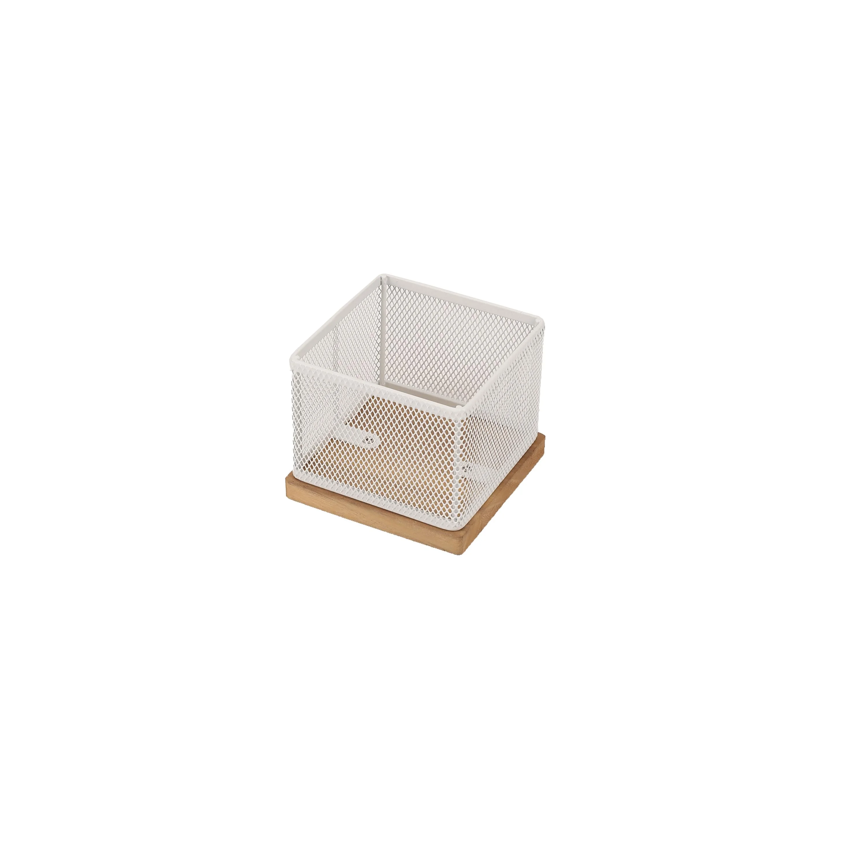 Современный простой офисный органайзер для дома и школы, настольный держатель для хранения с деревянной основой, металлический сетчатый держатель для заметок, держатель для липких заметок