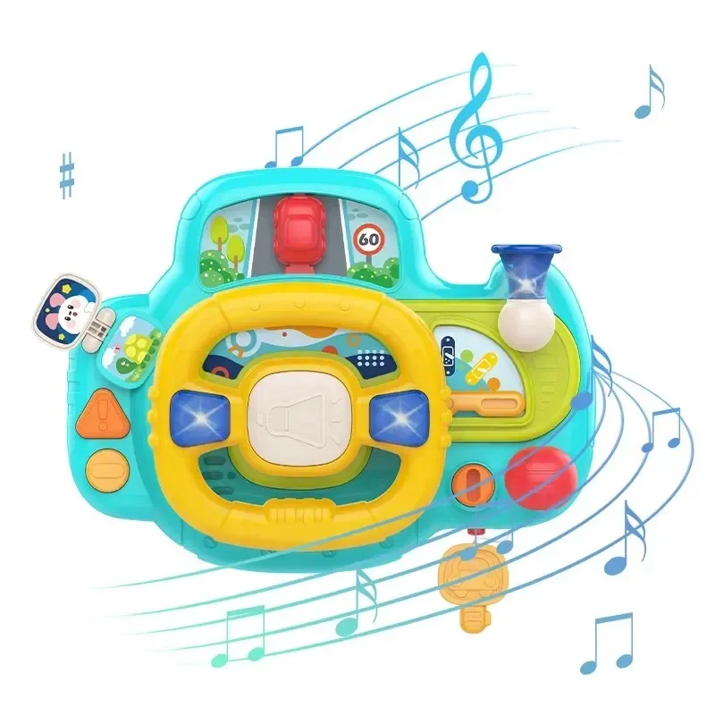 NK Toys Multifunctional Steering Wheel Toy Baby Electronic Driving Simulator Steering Wheel for Back Seat