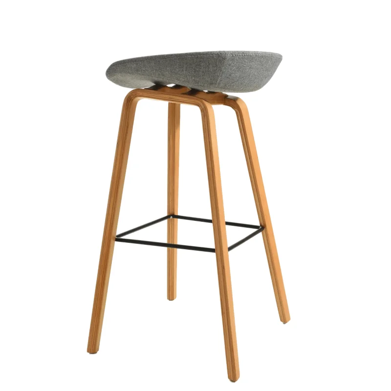 Modern High footrest stool fabric covered seat with plywood leg wooden bart stools bar chair bartstool for restaurant