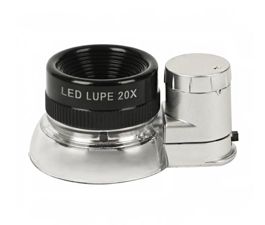Светодиодное Оптическое стекло, Карманная Лупа для ювелирных изделий, 20x Алмазная лупа, линза, светодиодное увеличительное стекло с подсветкой