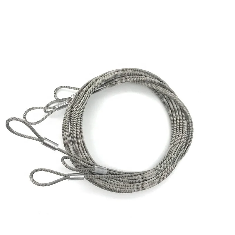 Wholesale 3mm 7*7 stainless  steel wire rope sling both side with loops for Security