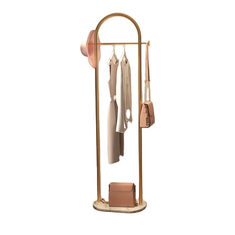 Nordic Modern Simple Coat Rack Bedroom Living Room Coat Stand Metal Floor Light Luxury Creative Hat Rack Gold Iron Clothes Rack