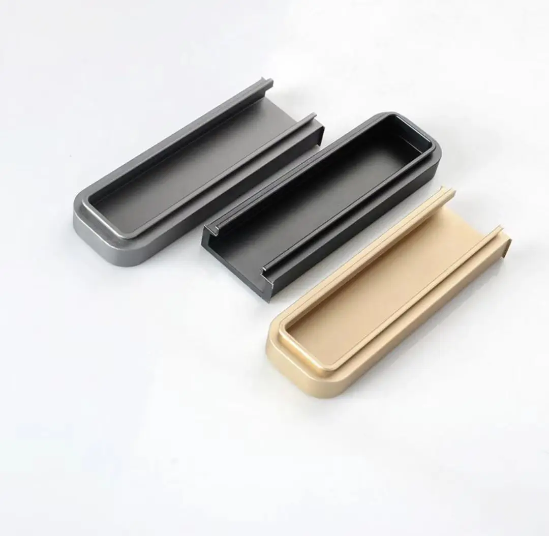 Wholesale Aluminum Simplicity Cabinet Door Knob Narrow Edge Embedded Invisible Concealed Buckle Handle for Apartments