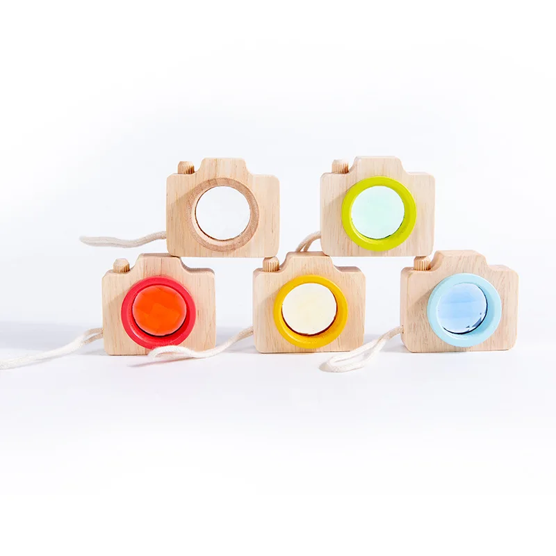 Children Wooden Toys Education Baby Kids Montessori Learning Classic Cartoon Camera Kaleidoscope Magic visual Toy