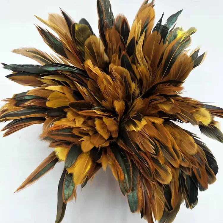 8-10 inch Natural Brown Half Bronze Coque Tail Strung Wholesale Feathers Costume
