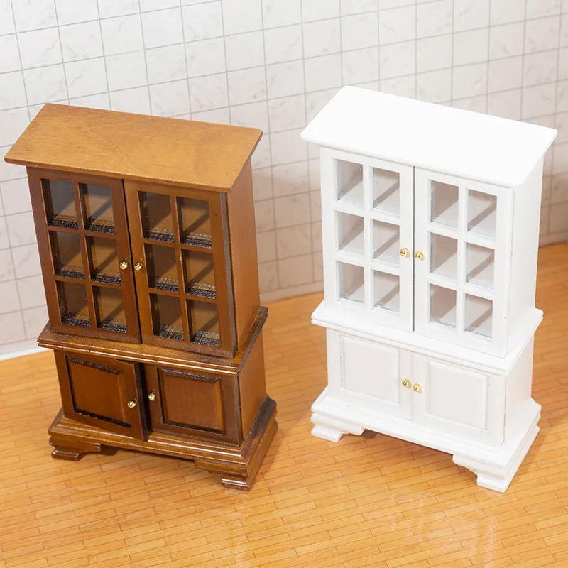 1:12 Doll house Furniture Display Stands Can be Opened Mini Bookshelves Cabinets Decorated Wooden Mini Lockers