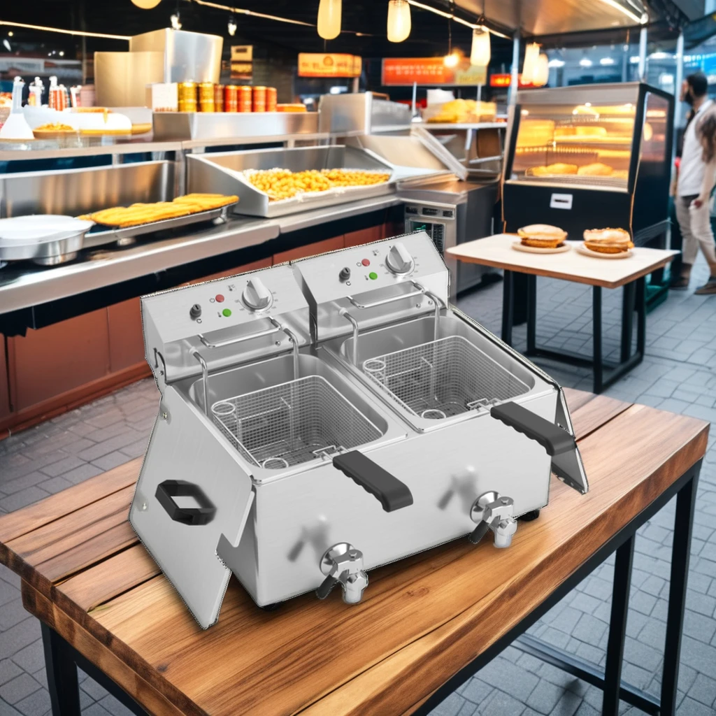 Commercial Grade Stainless Steel 304 Electric Fryer Efficient Durable French Fries Fried Chicken Indoor Outdoor Use Hotels