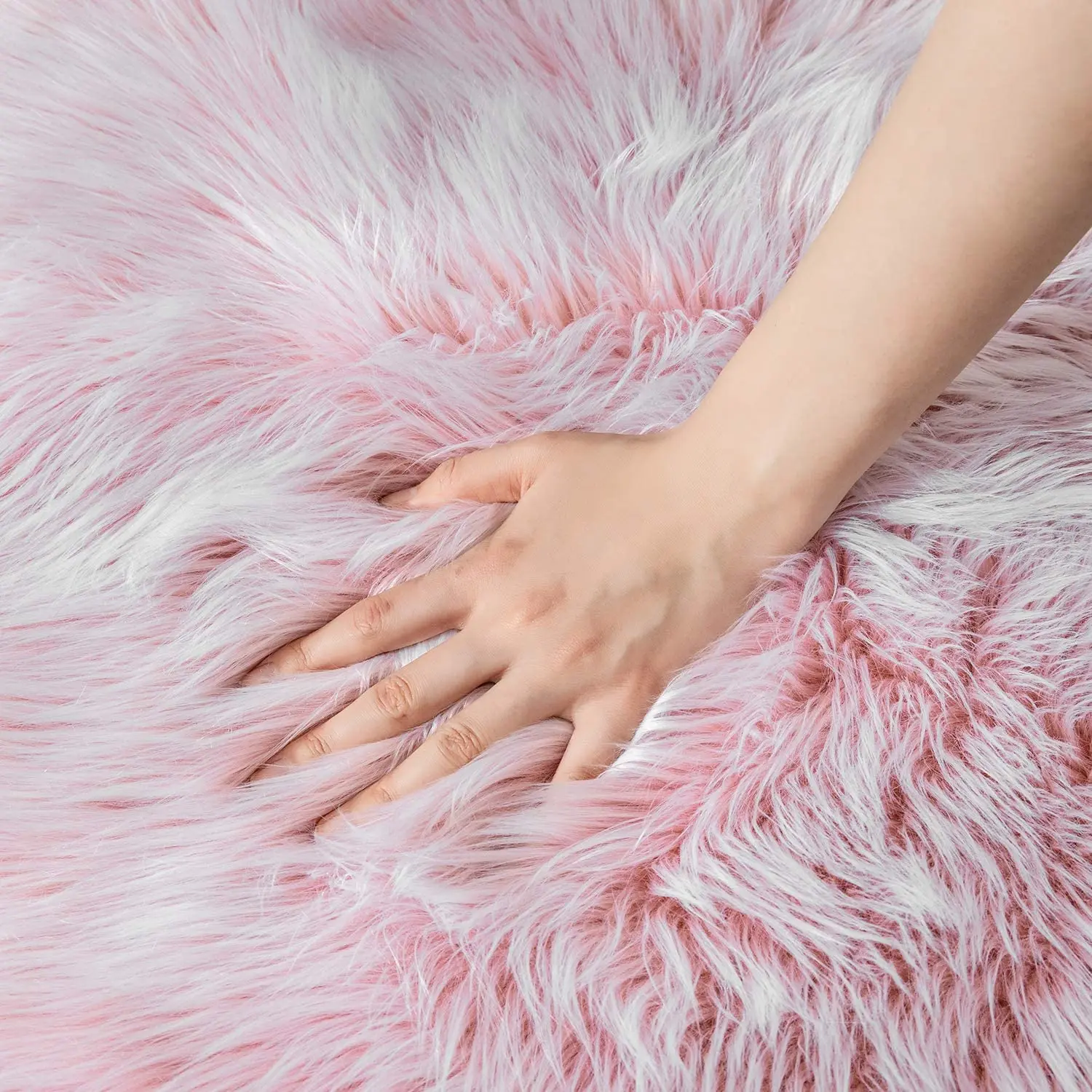 Pink Soft Faux Sheepskin Fur Area Rug Luxury Fluffy Rug for Sofa Bedroom Living Room Nursery Shaggy Chair Cover Seat Pad