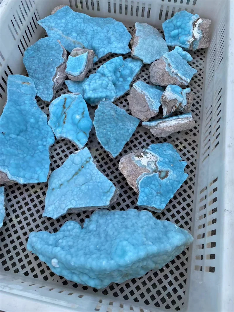 Crystal Rough Stone Larimar Specimen Healing Fengshui Hemimorphite Raw Stone for Meditation
