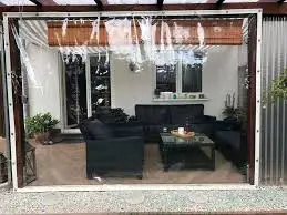 10 X 10FT Outdoor Clear Tarp Curtain Waterproof Wind-Proof 24 Mil Transparent Vinyl Tarp