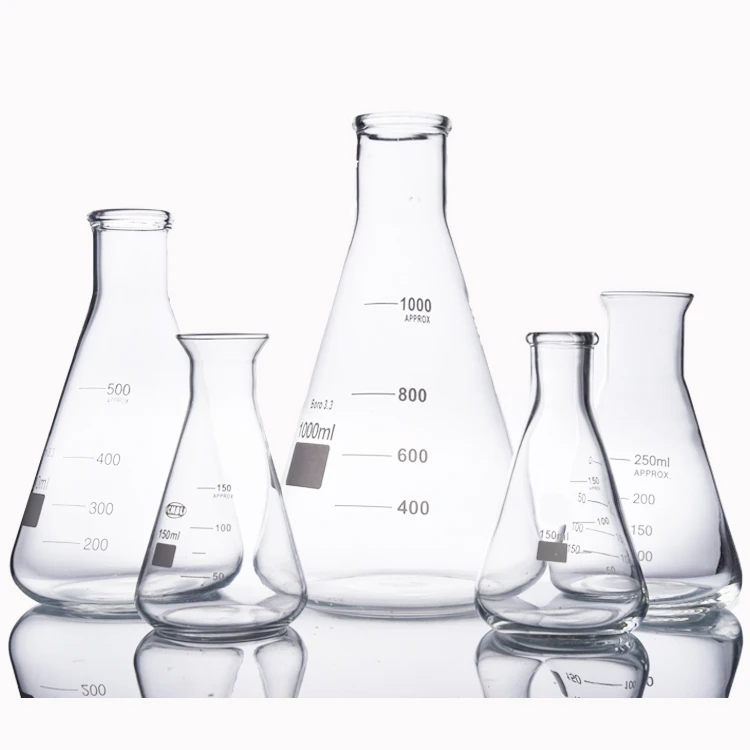 250 мл боросиликатная стеклянная коническая колба с узким горлышком и широким лабораторная бутылки для лабораторного использования оптовая