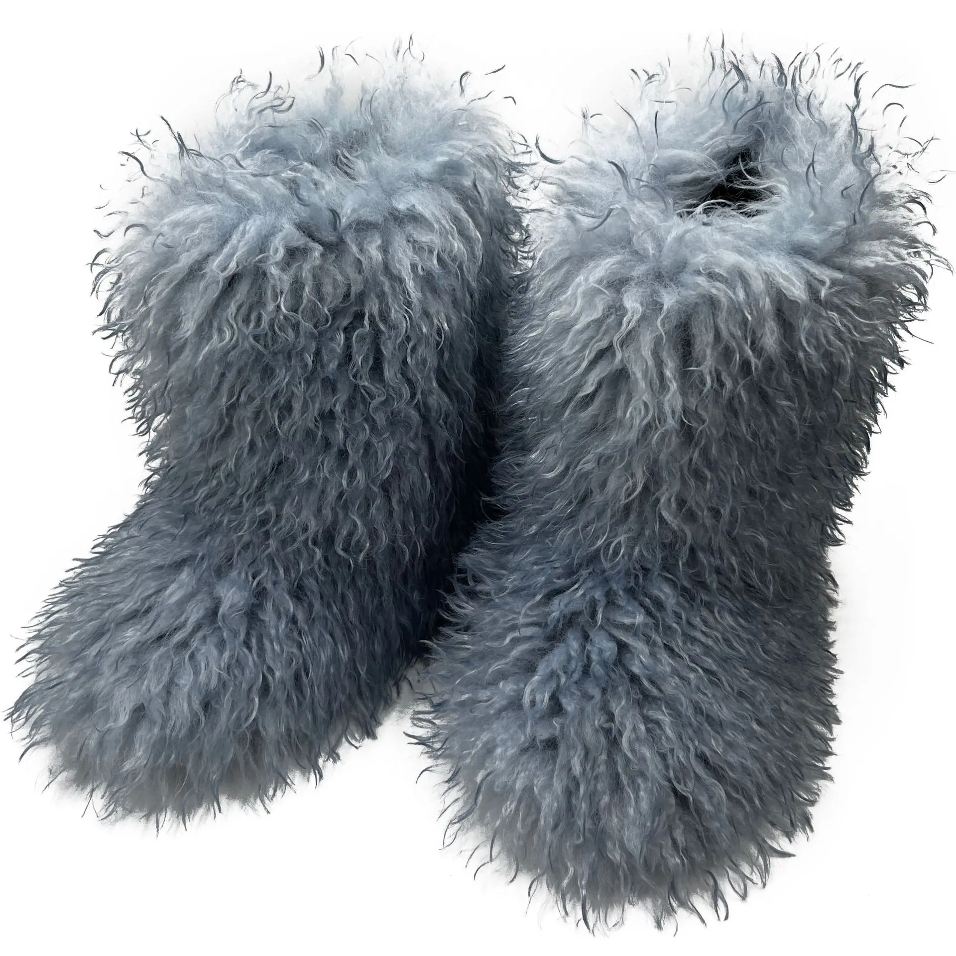 2022 Fashion Women Winter Fluffy Warm Faux Fur Snow Boots Mongolian Long Fur Boots