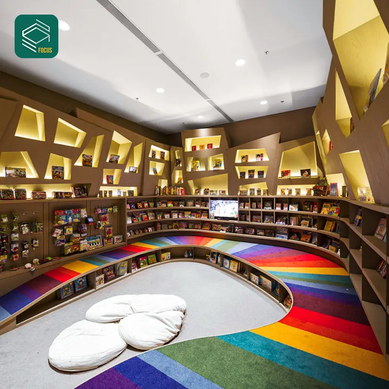 Modern Book Store Interior Design Commercial Books Display Shelves For Book Store