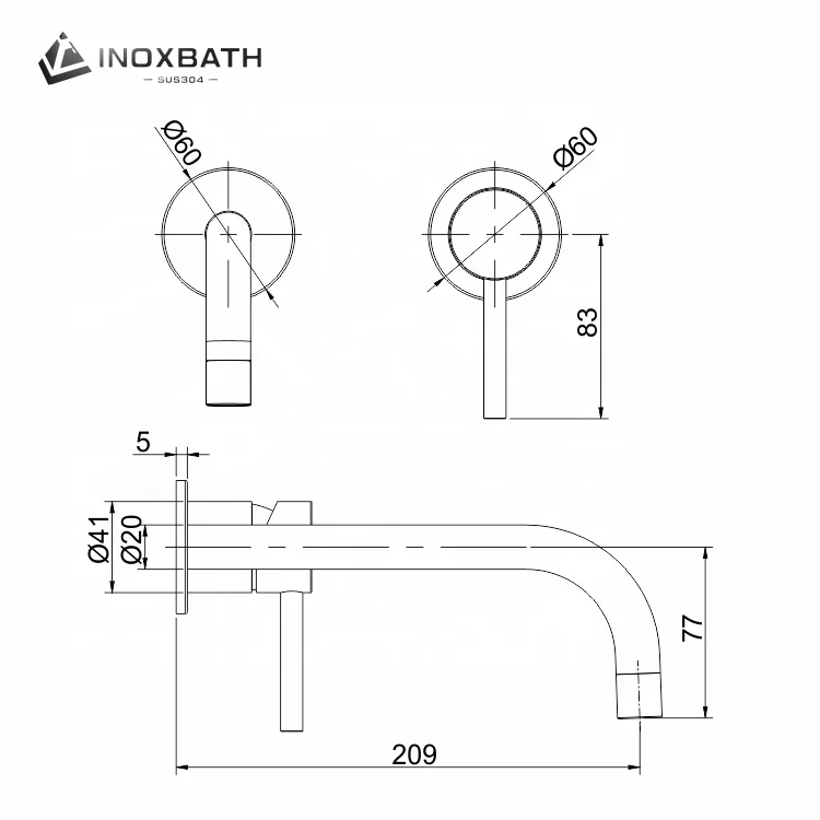 Two Holes concealed Brushed Golden Basin Hot and Cold Water Faucet Bathroom Washbasin wall mounted mixer for basin water mark