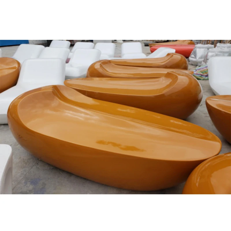 Modern FRP Furniture Cheap Fiberglass Red flame modelling Chair long bench outdoor