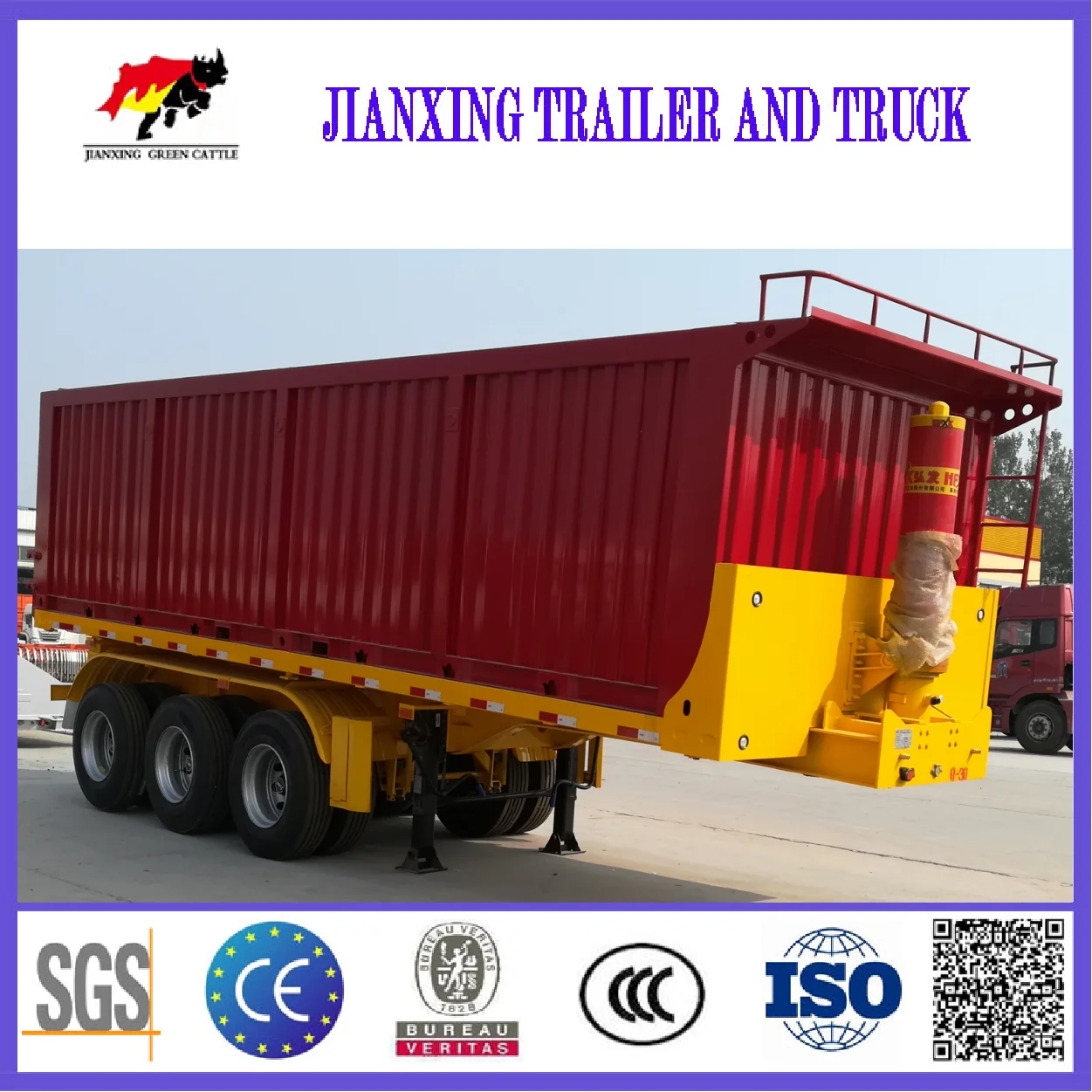 China price 50 ton 40 ton side tipper trailer 3 axles 4 axles dump truck trailer for sale