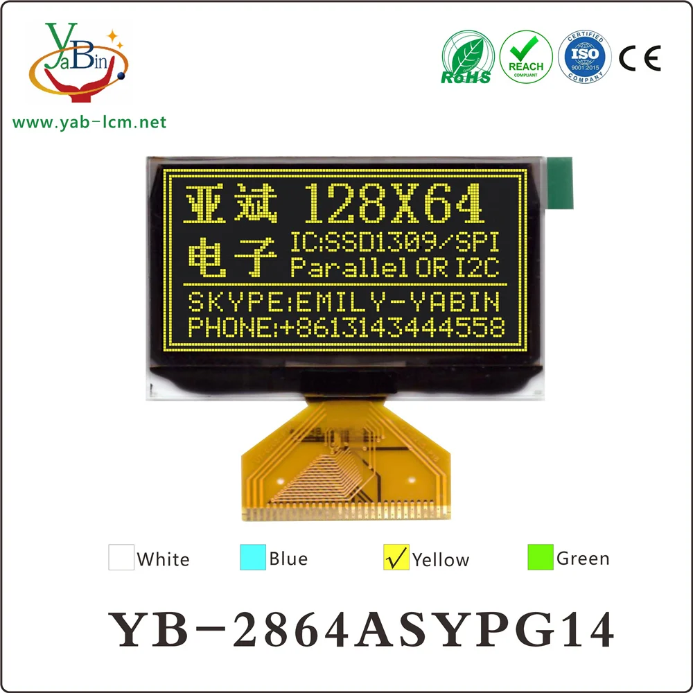 2.42 inch SSD1309 128X64 12864 OLED lcd with  68XX/80XX Parallel, 3-/4-wire SPI, I2C Interface  ,welding type 31PIN white color