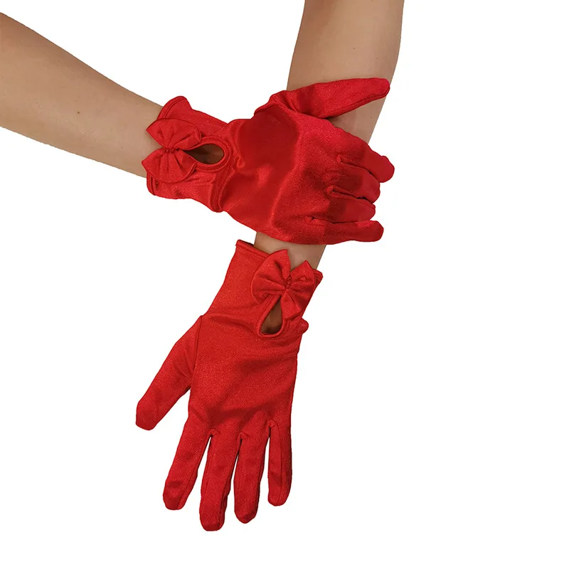 HZS-24036 Elegant Wedding Bridal Gloves Satin Short Brides Women Marriage Pageant Prom Gloves