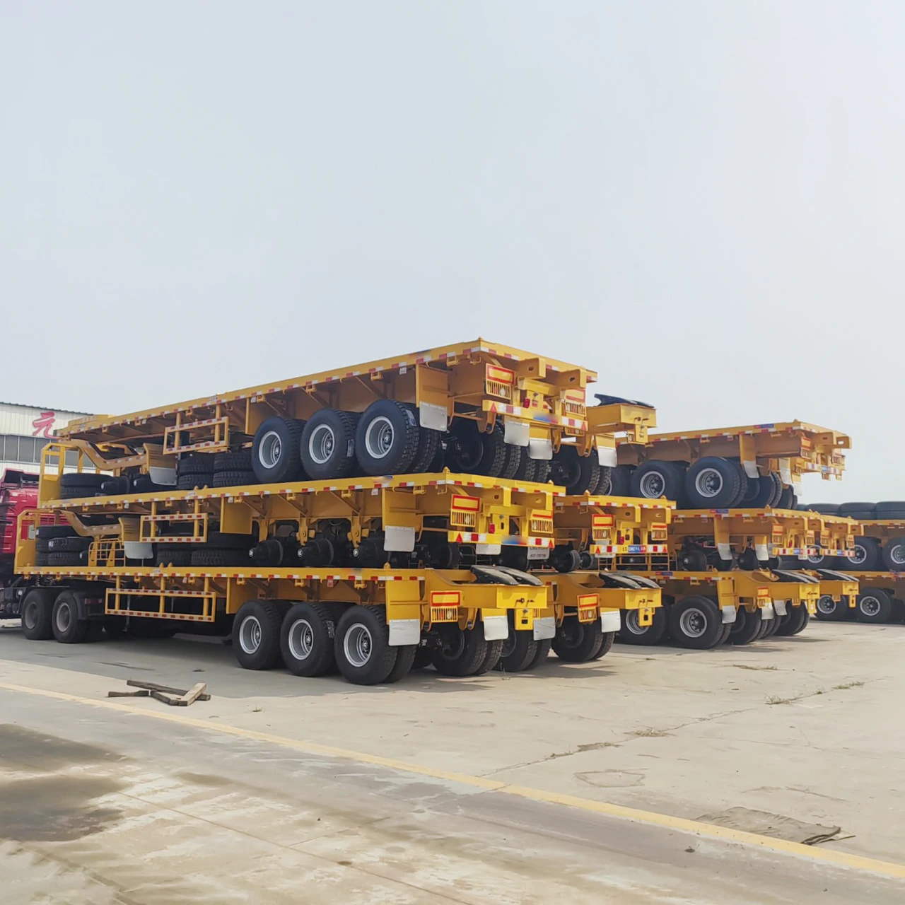 60 Ton 80 Ton 100 Ton Flatbed Semi Trailer Double Axles Super Link Flatbed Container Truck Trailer