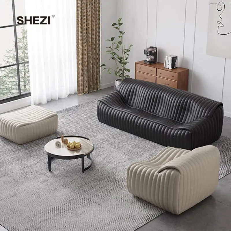 Мягкая удобная домашняя мебель SHEZI итальянская легкая Роскошная ткань изогнутое кресло-диван для гостиной