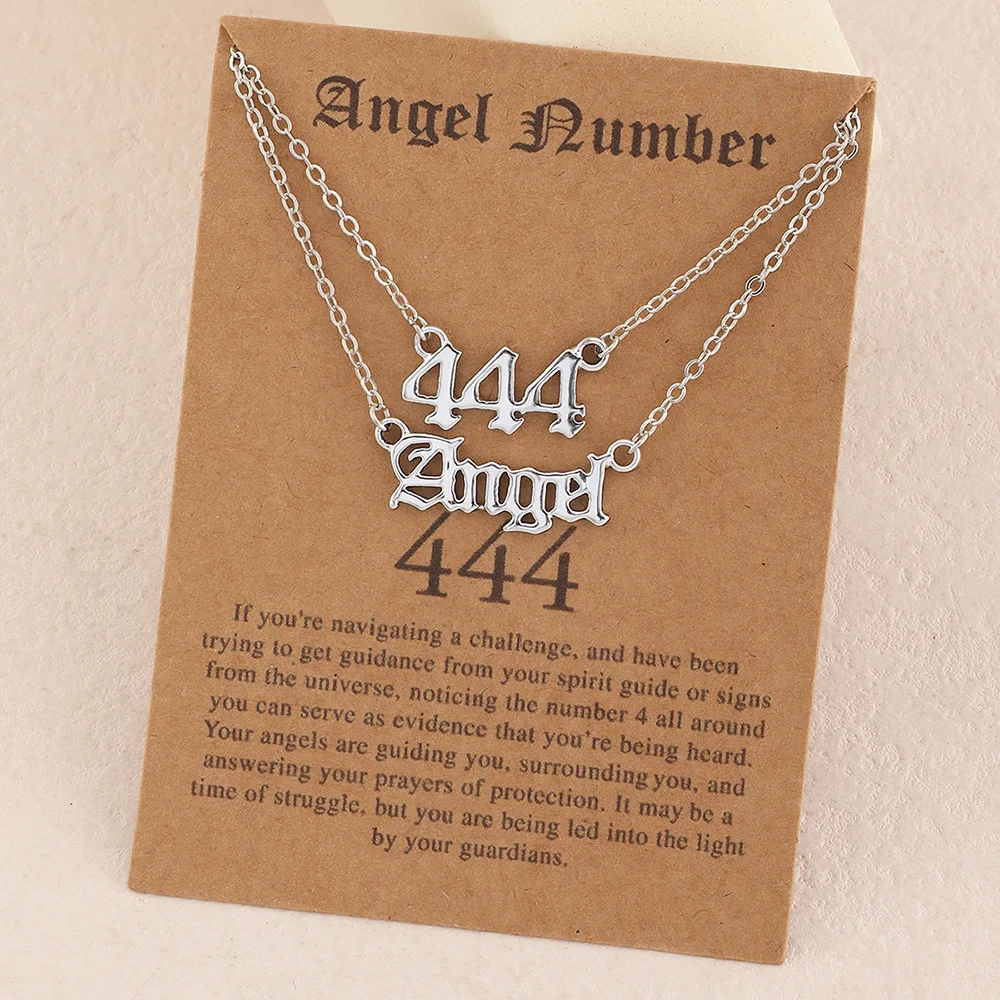 Hot Selling Angel Number Necklace 2pcs Carded Set Letter Necklace for Adult Kids