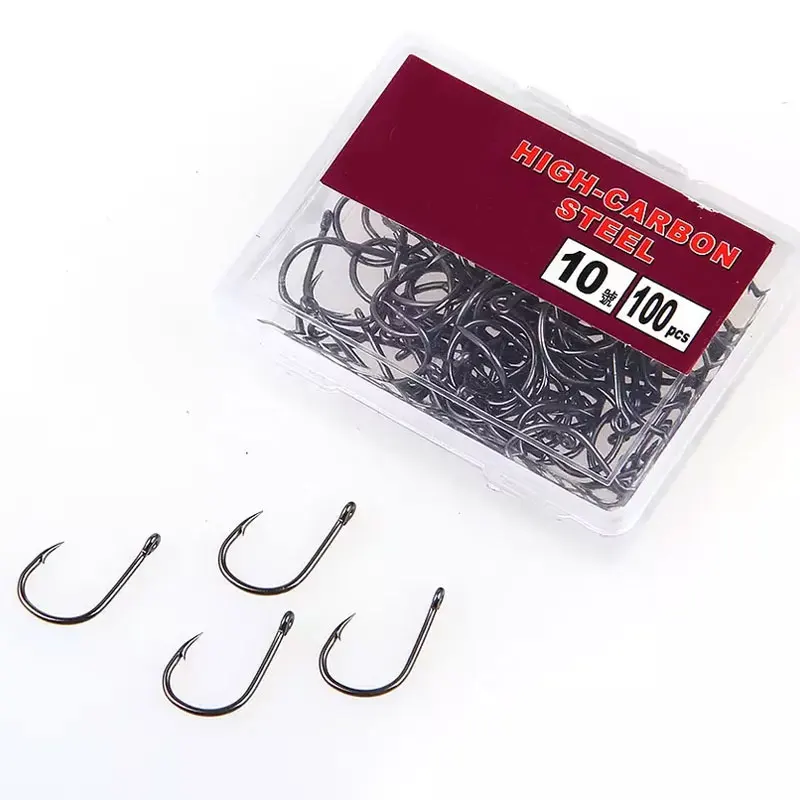 TOPIND 100pcs/Box Bass Pike Carp Beach Sea Boat Barbed High Carbon Saltwater Fishing Hooks