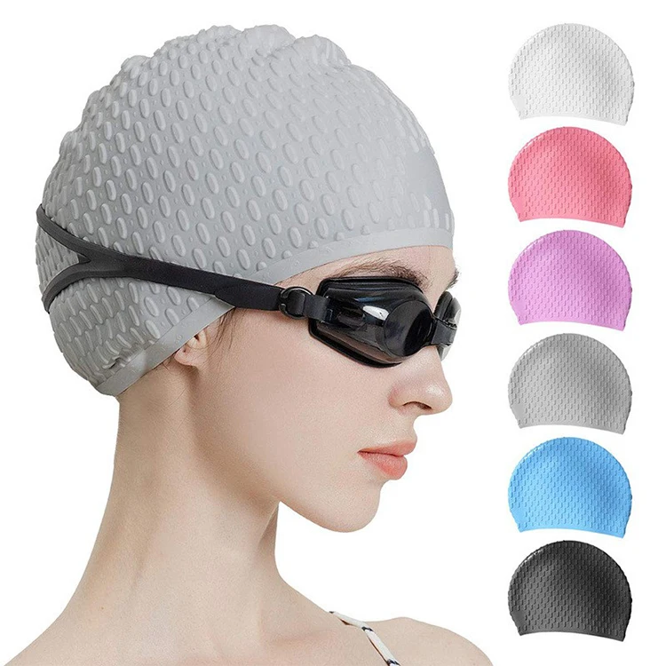 100% Silicone Seamless Water Drop Cap High Elasticity Long Hair Swim Cap