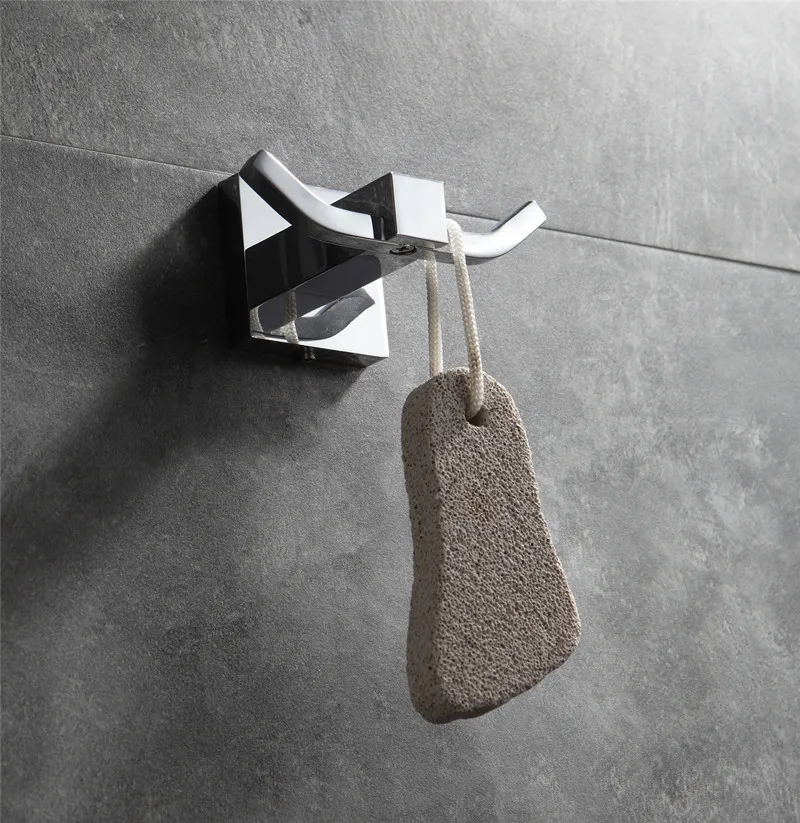 
Bathroom double sided wall hook metal towel hanging brass accessories set 