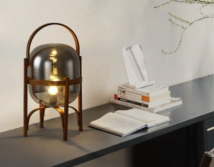 Contemporary wooden frosted glass shade art eye-caring multi function table light for reading