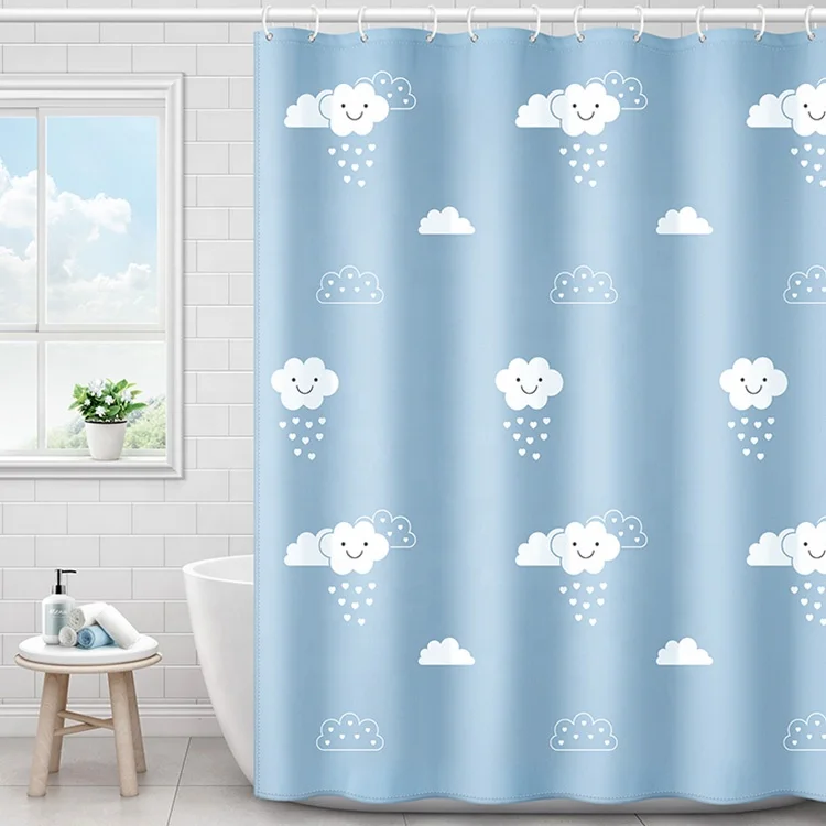 
Latest curtain designs clouds shower curtain set waterproof 