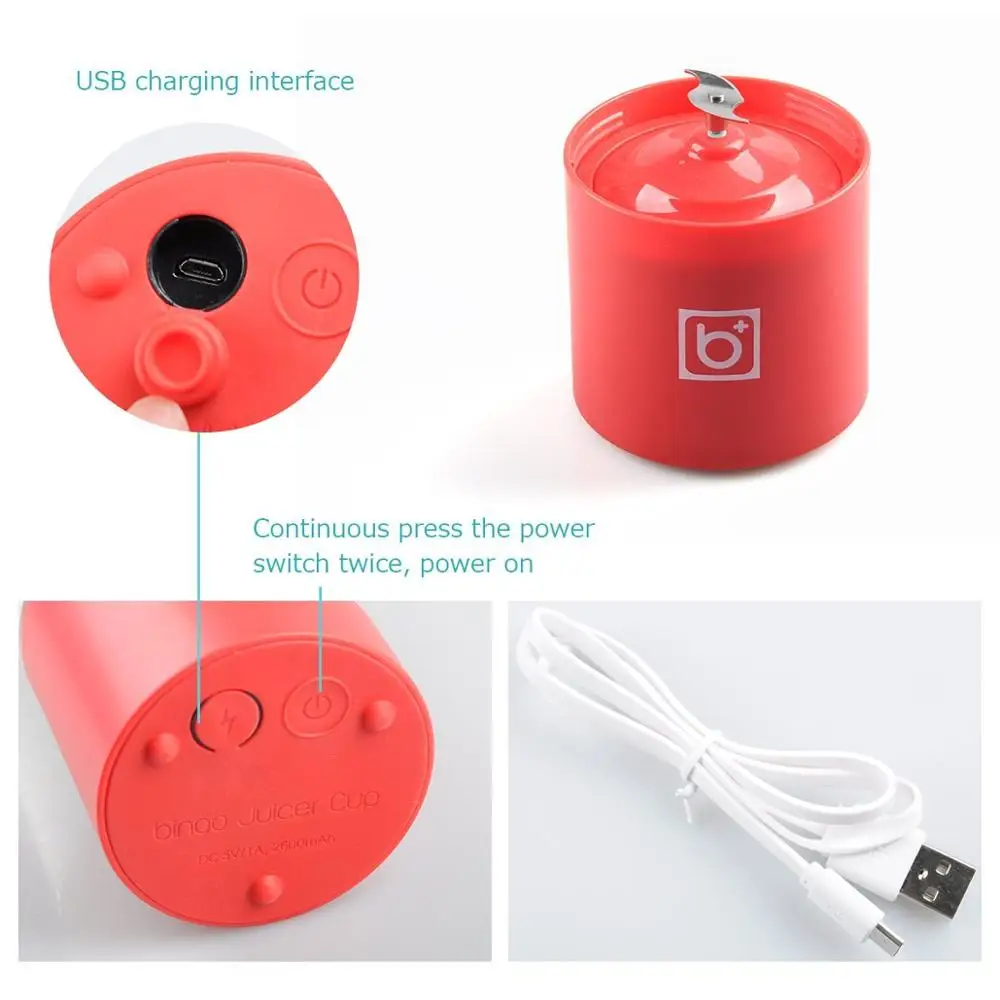 
Juicer Factory 500ml 2 Blades Juicer Cup Portable Usb Juicer Blender Bottles Usb Blender 