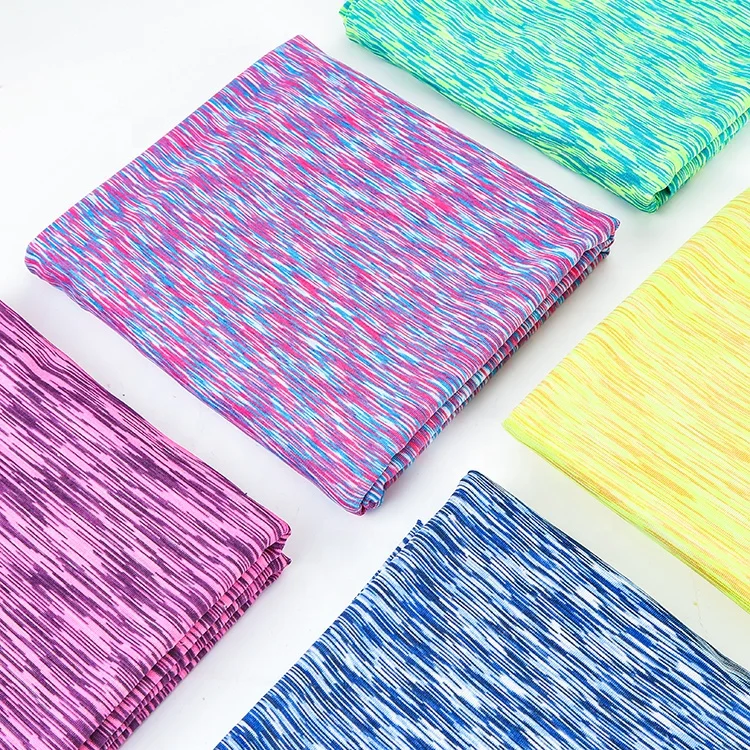 2024 High quality 96% polyester 4% spandex colorful weft knitted fabric custom sportswear space dyed garment fabric