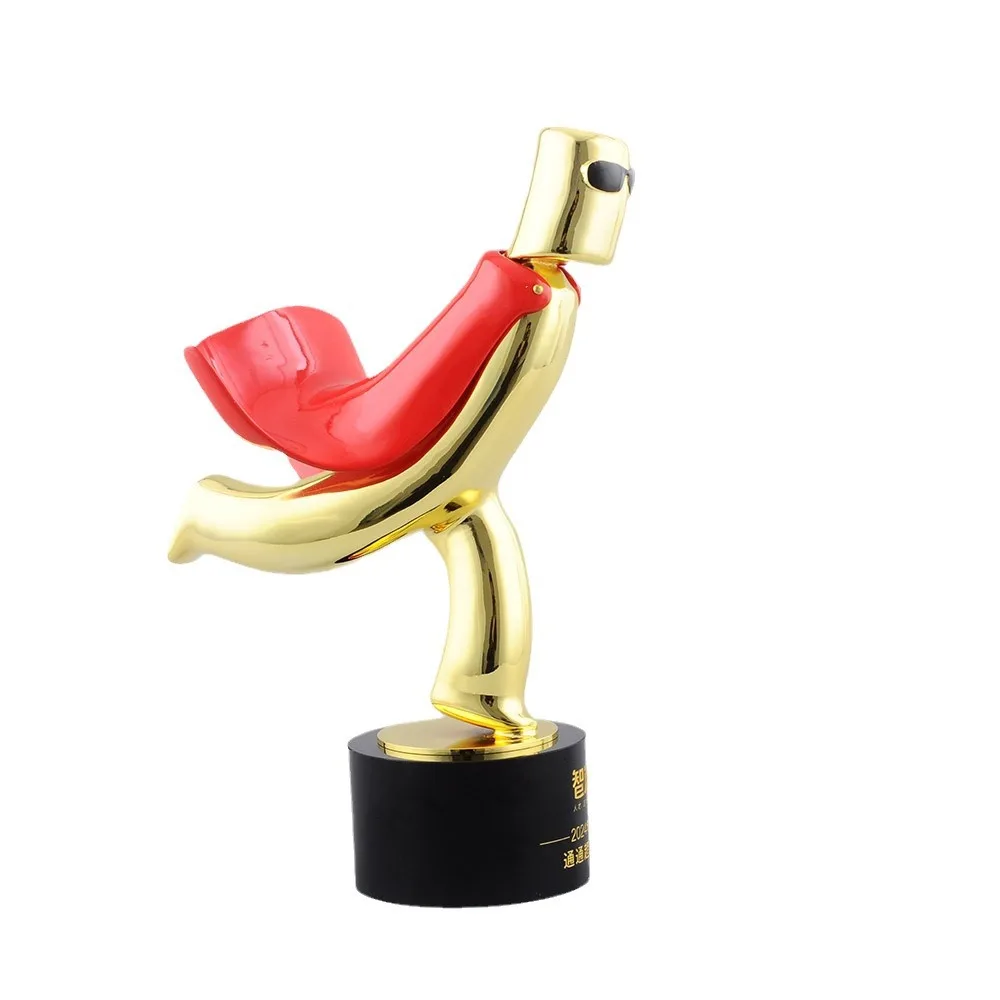 Antique Gold Superhero Trophy High Quality metal alloy Trophy Award with crystal base Custom Super Hero Cup
