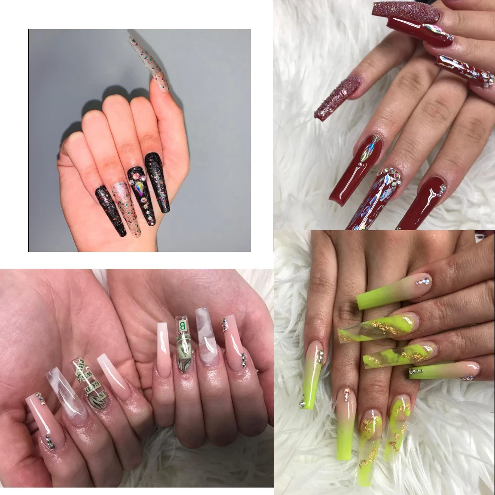 XXXL Coffin Nail Art Tips Extra Long C Curve Manicure Press On Tip Salon Supply Half Cover Acrylic Extension System False Nails