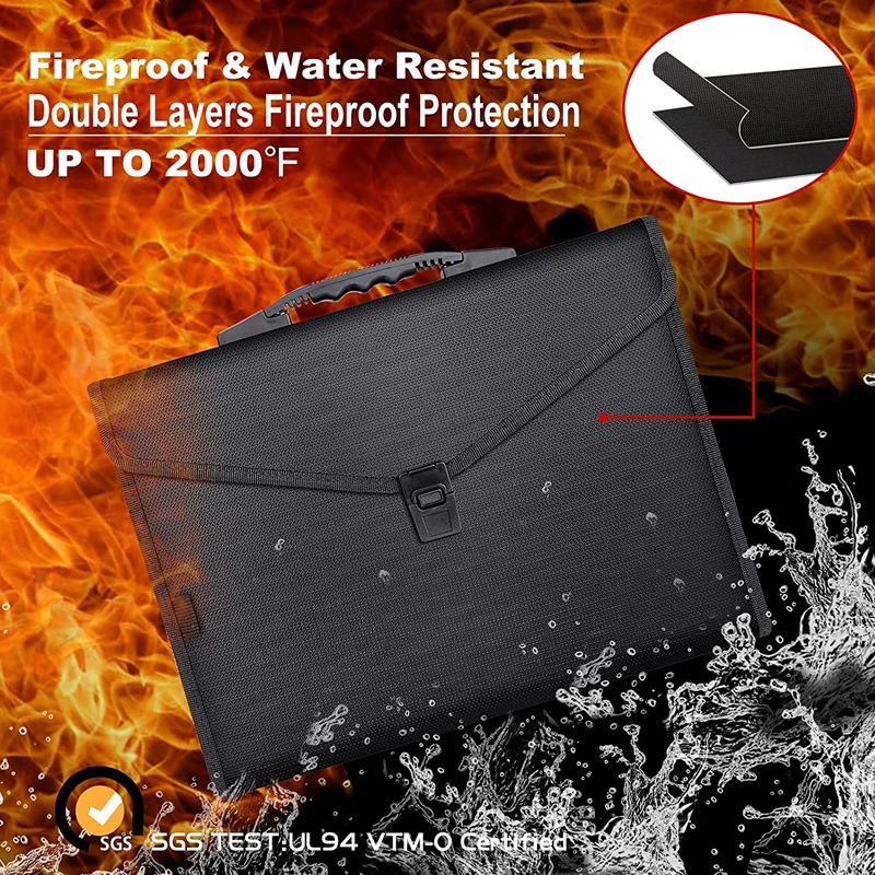 A4 Zipper Expanding File Folder Filing Briefcase Fireproof Waterproof Accordion Organizer Bag