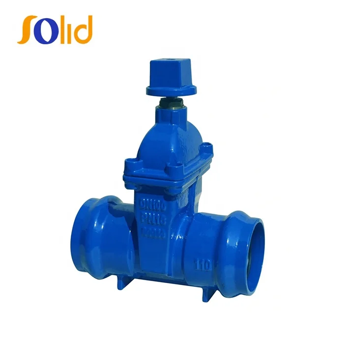 DIN3352 63mm-315mm NRS Hand Wheel Ductile Iron Double Socket  End Gate Valve for PVC Pipe