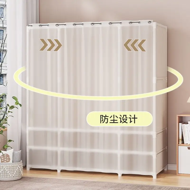Simple Wardrobe Floor-Standing Rental House Storage Cabinet Organizer Multi-Layer Cloth Wardrobe Large Capacity Hanging Cabinet