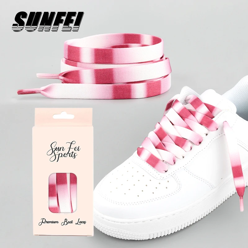 sunfei Flat colorize shoelaces custom Designer Fun laces Canvas Shoes Colorful Shoestring Gradient Rainbow Shoestring