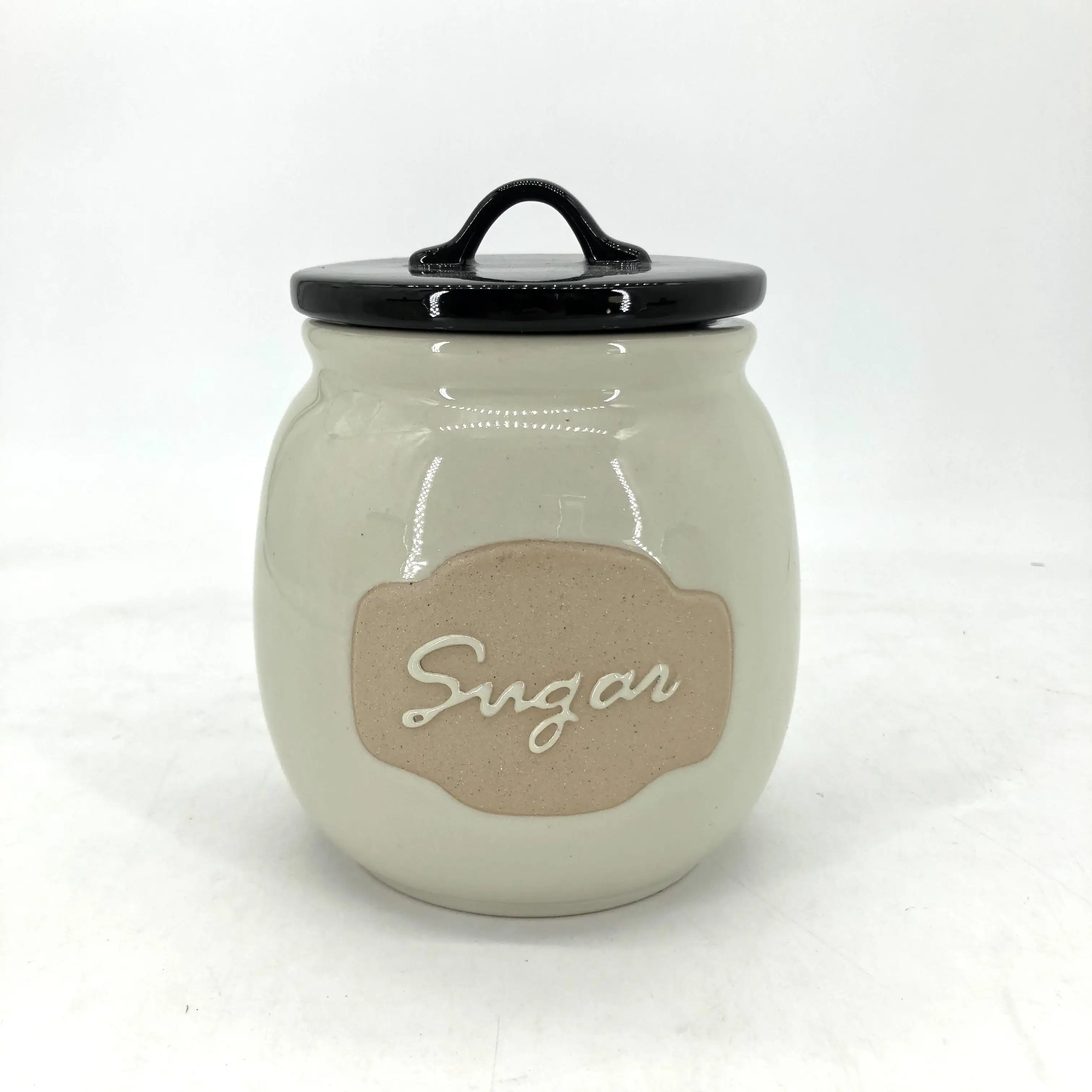 Custom Logo Ceramic Kitchen Cookie Candy Storage Container Porcelain Coffee Tea Sugar Food Storage Jar With Lid