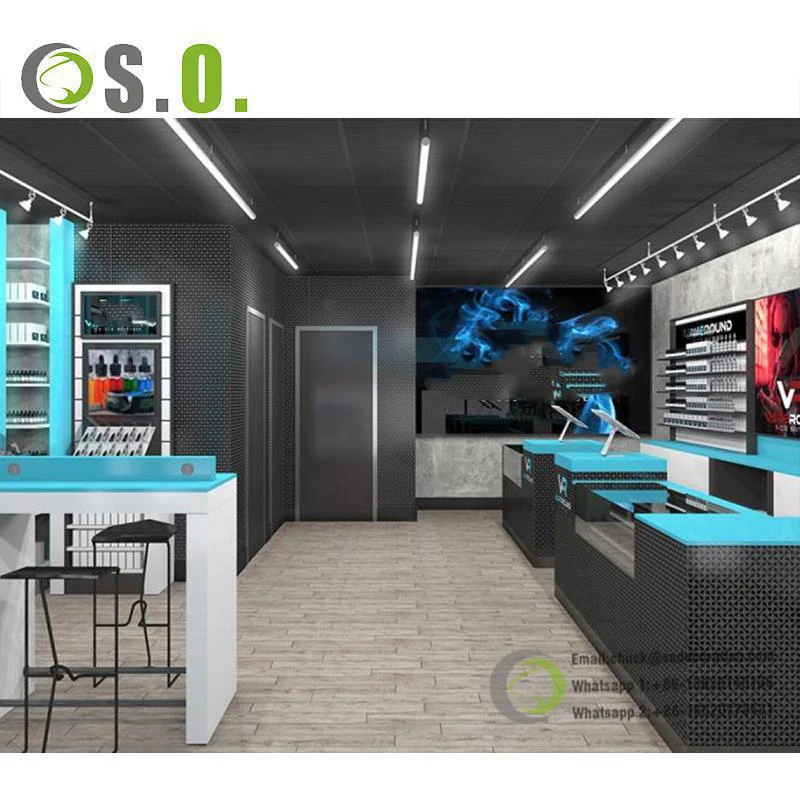 Cigarette Store Cabinet Custom Wooden Tobacco Shop Glass Display Showcase Retail Store Custom Glass Smoke Shop Cabinet