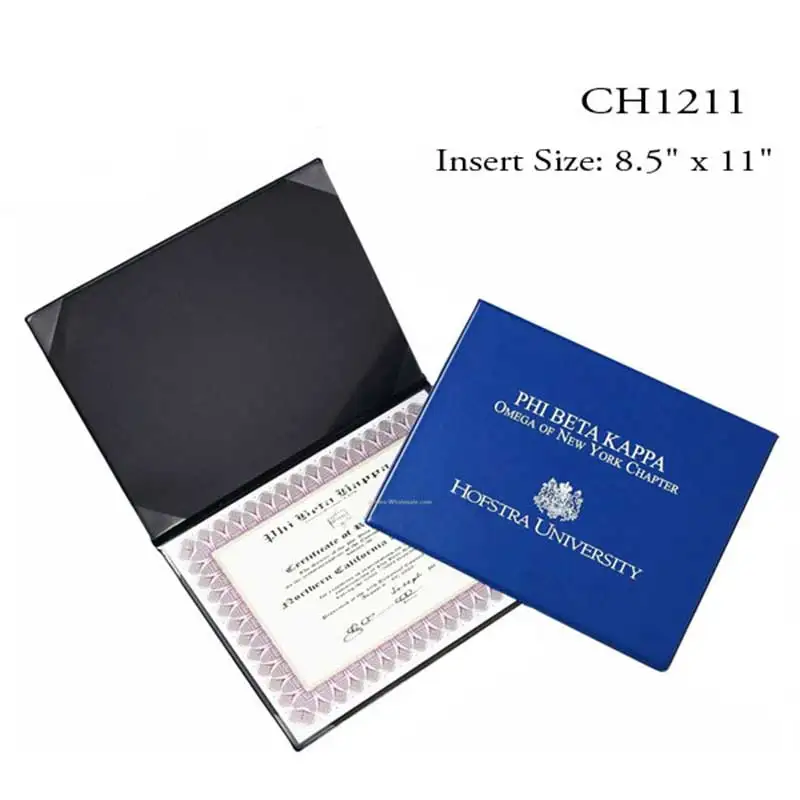 Wholesale Custom PU portfolio Leather Folder A5 A4 Graduation Diploma Degree Certificate Cover  certificate scroll holder