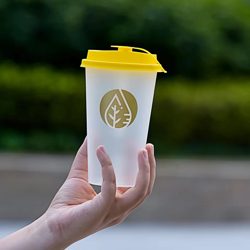 Fungard 500ml customized party cups disposable custom smoothie plastic cup reuse Double Paroi custom plastic cups for hot drinks